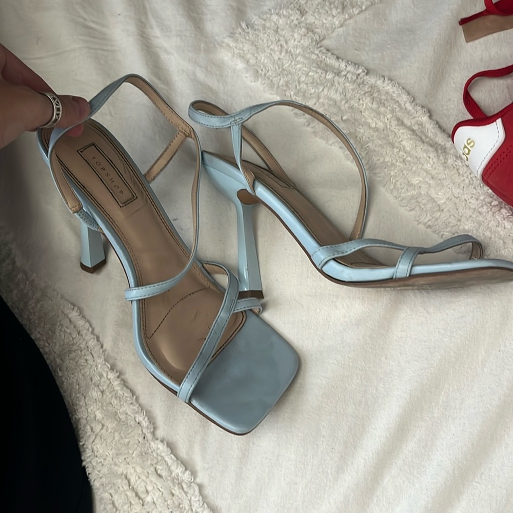 Baby blue strappy heel